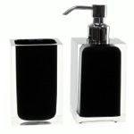 Bathroom Accessory Set, Gedy RA681-14, Black 2 Pc. Accessory Set Made With Thermoplastic Resins